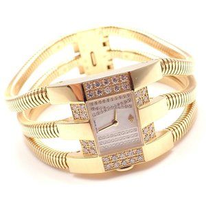 Authentic! Van Cleef & Arpels 18k Gold Diamond Liane Collection Bracelet Watch